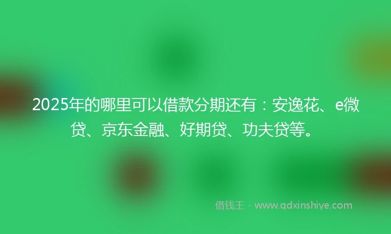 2025年的哪里可以借款分期还有:安逸花、e微贷、京东金融、好期贷、功夫贷等。