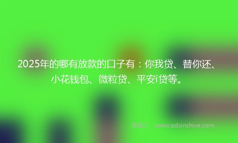 2025年的哪有放款的口子有：你我贷、替你还、小花钱包、微粒贷、平安i贷等。