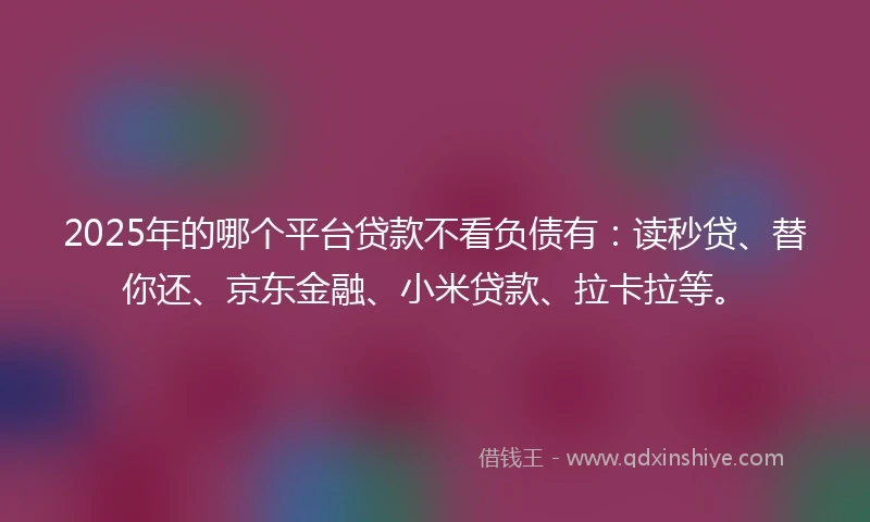 2025年的哪个平台贷款不看负债有：读秒贷、替你还、京东金融、小米贷款、拉卡拉等。