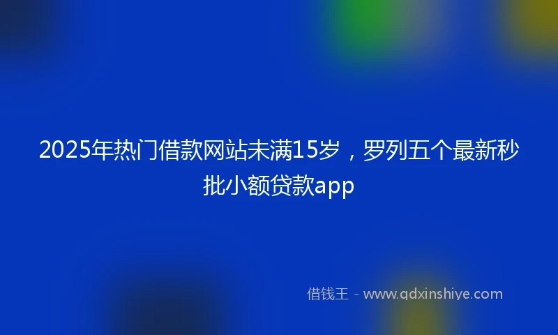 2025年热门借款网站未满15岁，罗列五个最新秒批小额贷款app