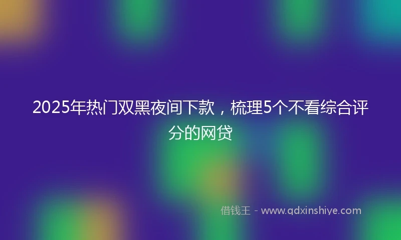2025年热门双黑夜间下款，梳理5个不看综合评分的网贷