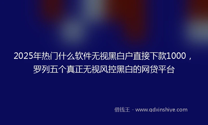 2025年热门什么软件无视黑白户直接下款1000，罗列五个真正无视风控黑白的网贷平台