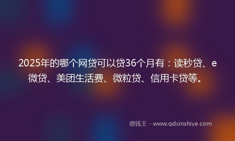 2025年的哪个网贷可以贷36个月有：读秒贷、e微贷、美团生活费、微粒贷、信用卡贷等。