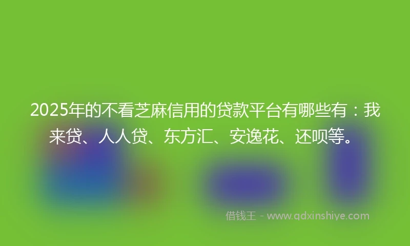 2025年的不看芝麻信用的贷款平台有哪些有：我来贷、人人贷、东方汇、安逸花、还呗等。
