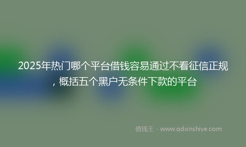 2025年热门哪个平台借钱容易通过不看征信正规，概括五个黑户无条件下款的平台