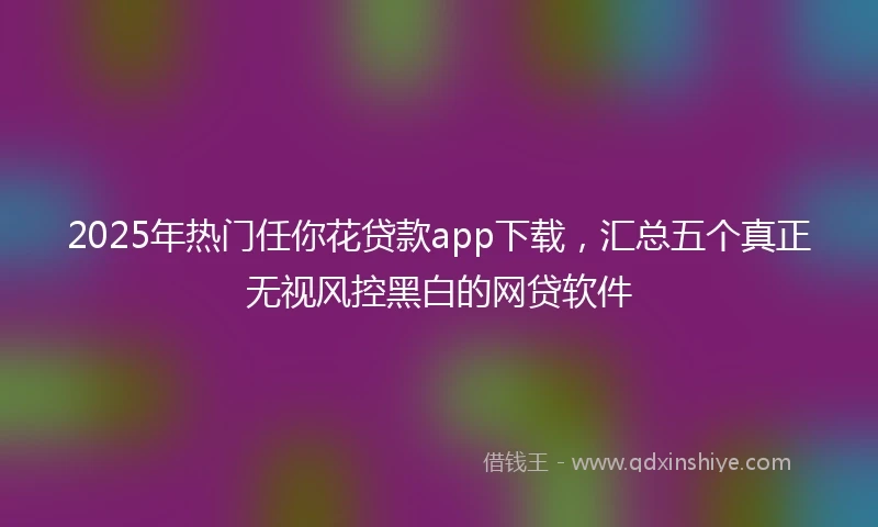 2025年热门任你花贷款app下载，汇总五个真正无视风控黑白的网贷软件