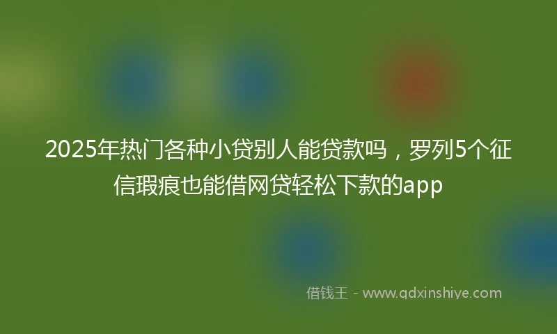 2025年热门各种小贷别人能贷款吗，罗列5个征信瑕疵也能借网贷轻松下款的app
