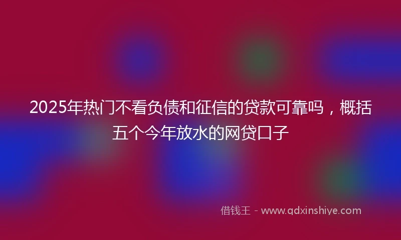 2025年热门不看负债和征信的贷款可靠吗,概括五个今年放水的网贷口子