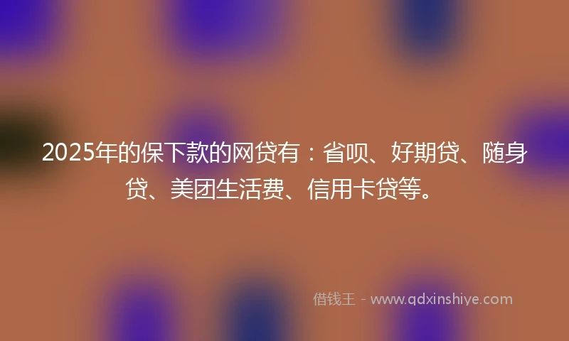 2025年的保下款的网贷有：省呗、好期贷、随身贷、美团生活费、信用卡贷等。