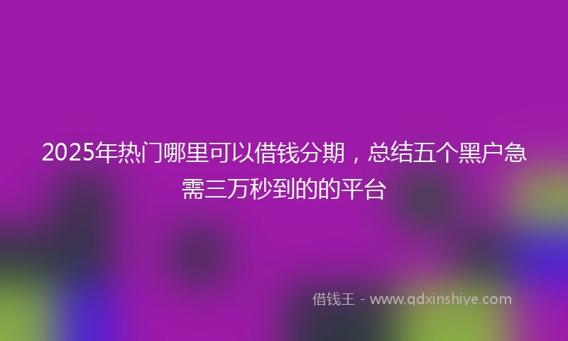 2025年热门哪里可以借钱分期，总结五个黑户急需三万秒到的的平台