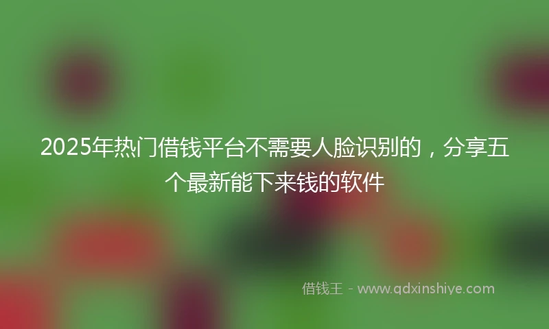 2025年热门借钱平台不需要人脸识别的，分享五个最新能下来钱的软件