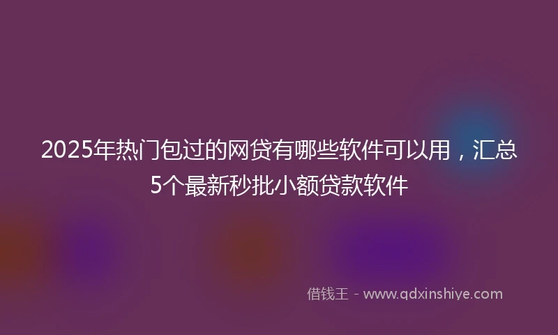 2025年热门包过的网贷有哪些软件可以用，汇总5个最新秒批小额贷款软件