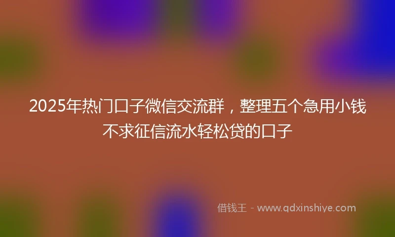 2025年热门口子微信交流群，整理五个急用小钱不求征信流水轻松贷的口子