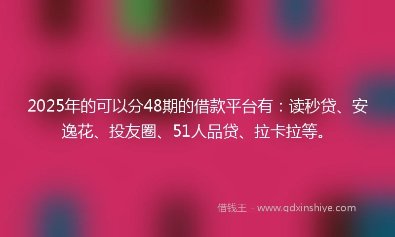 2025年的可以分48期的借款平台有：读秒贷、安逸花、投友圈、51人品贷、拉卡拉等。