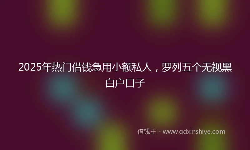 2025年热门借钱急用小额私人，罗列五个无视黑白户口子