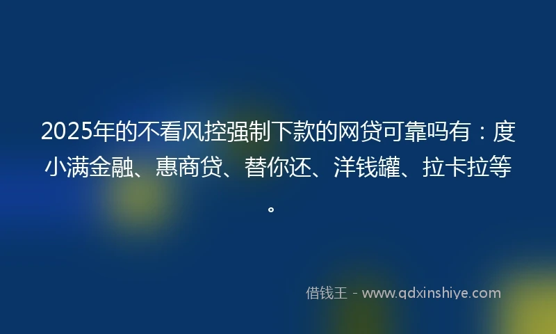 2025年的不看风控强制下款的网贷可靠吗有：度小满金融、惠商贷、替你还、洋钱罐、拉卡拉等。