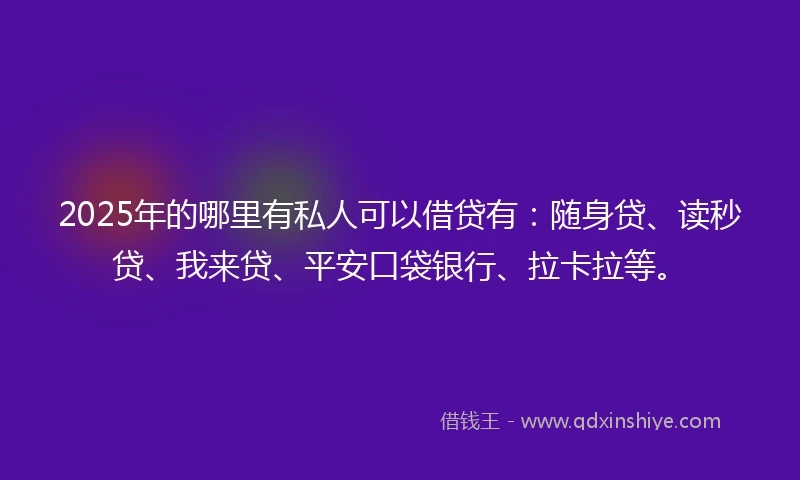 2025年的哪里有私人可以借贷有：随身贷、读秒贷、我来贷、平安口袋银行、拉卡拉等。