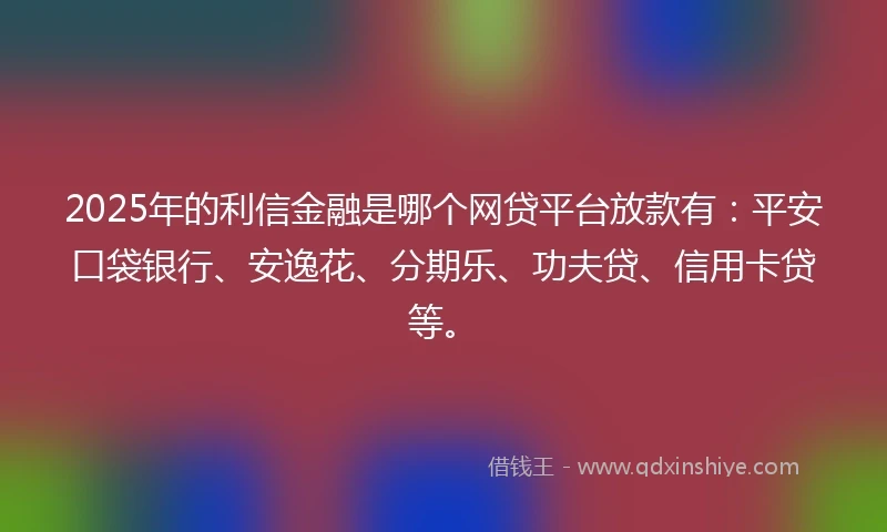 2025年的利信金融是哪个网贷平台放款有：平安口袋银行、安逸花、分期乐、功夫贷、信用卡贷等。