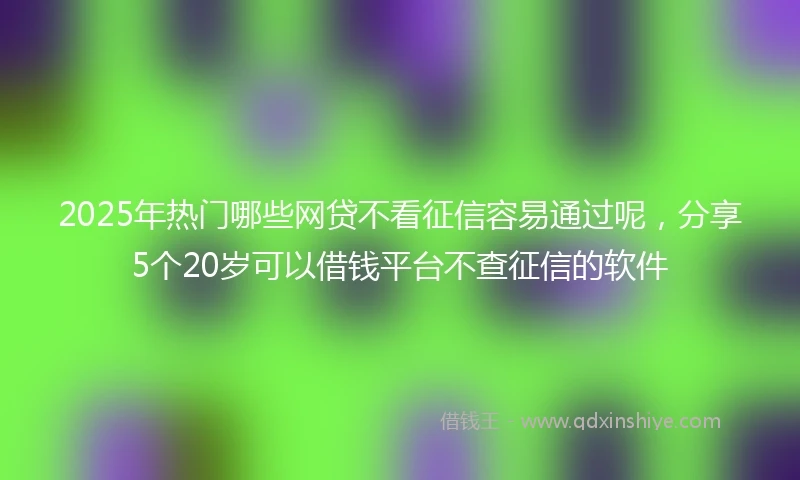 2025年热门哪些网贷不看征信容易通过呢，分享5个20岁可以借钱平台不查征信的软件