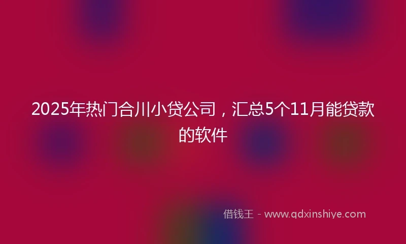 2025年热门合川小贷公司，汇总5个11月能贷款的软件