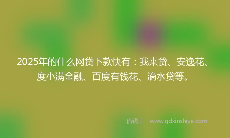 2025年的什么网贷下款快有：我来贷、安逸花、度小满金融、百度有钱花、滴水贷等。