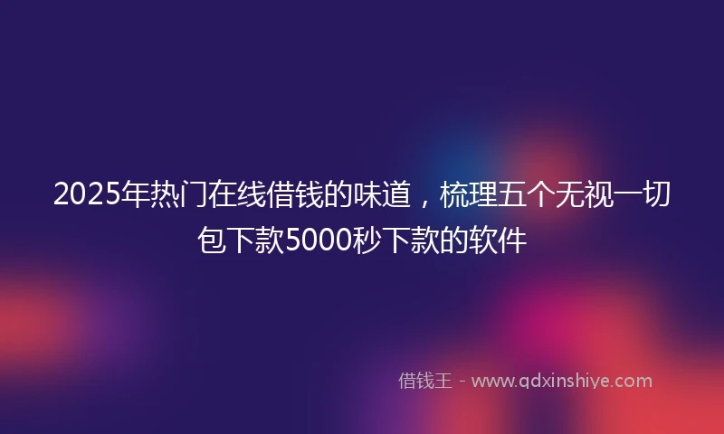 2025年热门在线借钱的味道，梳理五个无视一切包下款5000秒下款的软件