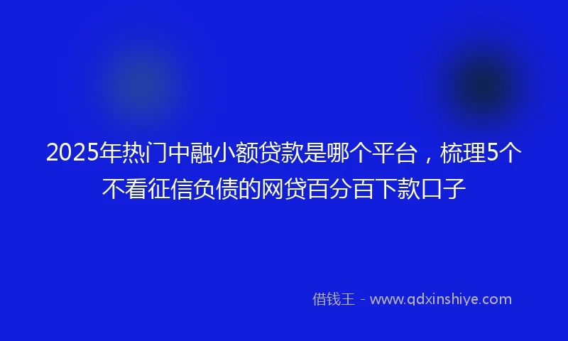 2025年热门中融小额贷款是哪个平台，梳理5个不看征信负债的网贷百分百下款口子