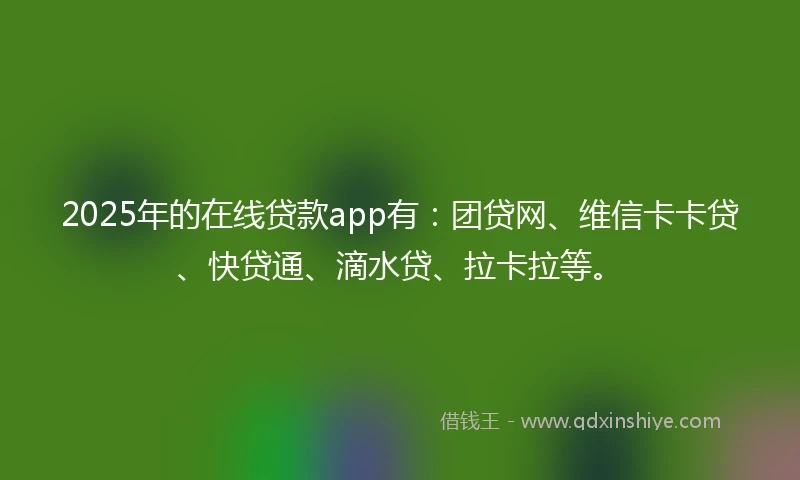 2025年的在线贷款app有：团贷网、维信卡卡贷、快贷通、滴水贷、拉卡拉等。