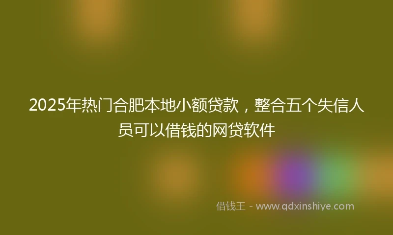 2025年热门合肥本地小额贷款，整合五个失信人员可以借钱的网贷软件