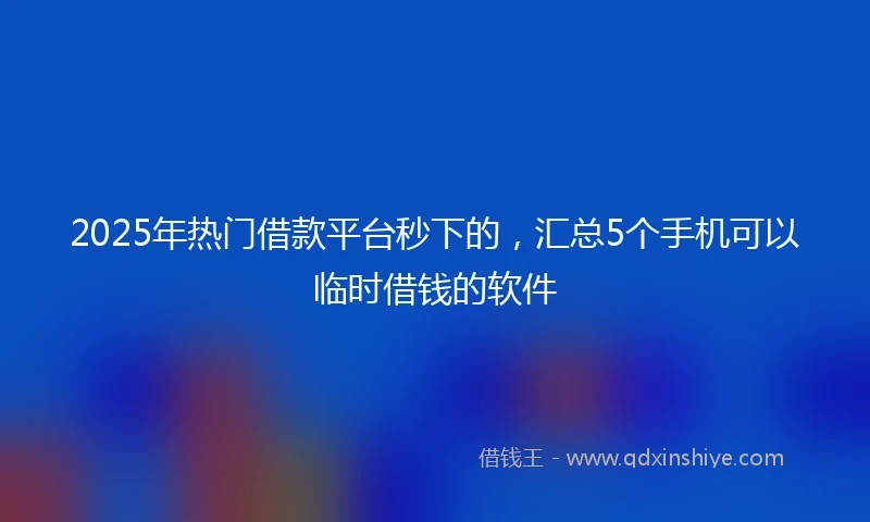 2025年热门借款平台秒下的,汇总5个手机可以临时借钱的软件