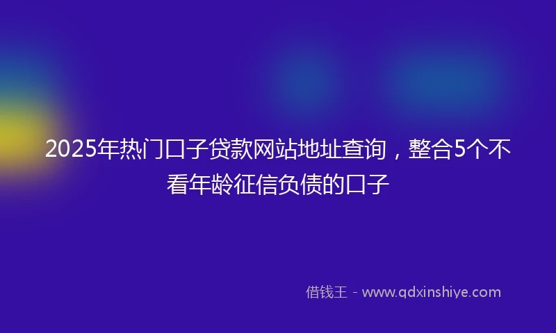 2025年热门口子贷款网站地址查询，整合5个不看年龄征信负债的口子