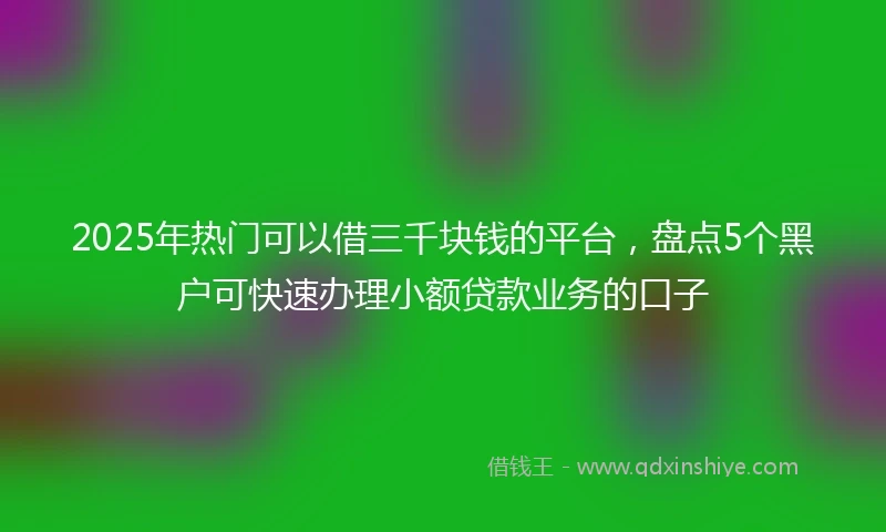 2025年热门可以借三千块钱的平台，盘点5个黑户可快速办理小额贷款业务的口子