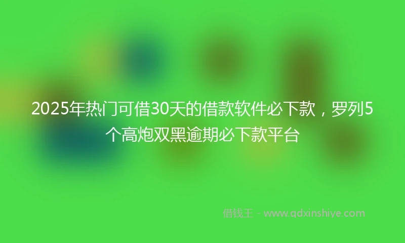 2025年热门可借30天的借款软件必下款，罗列5个高炮双黑逾期必下款平台