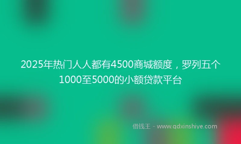 2025年热门人人都有4500商城额度，罗列五个1000至5000的小额贷款平台