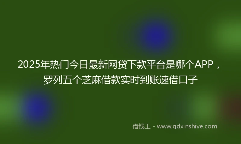 2025年热门今日最新网贷下款平台是哪个APP，罗列五个芝麻借款实时到账速借口子