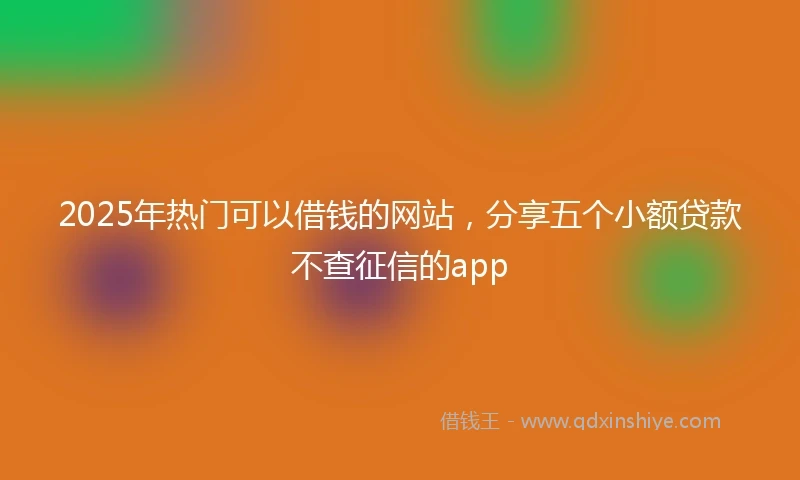 2025年热门可以借钱的网站，分享五个小额贷款不查征信的app