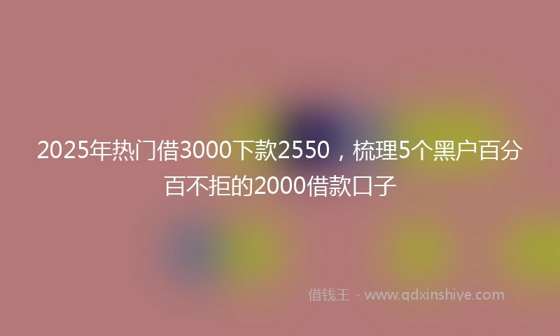2025年热门借3000下款2550，梳理5个黑户百分百不拒的2000借款口子