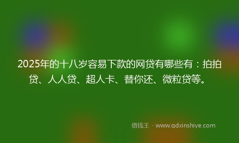 2025年的十八岁容易下款的网贷有哪些有：拍拍贷、人人贷、超人卡、替你还、微粒贷等。