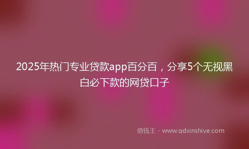2025年热门专业贷款app百分百，分享5个无视黑白必下款的网贷口子