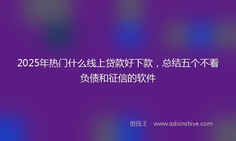 2025年热门什么线上贷款好下款，总结五个不看负债和征信的软件