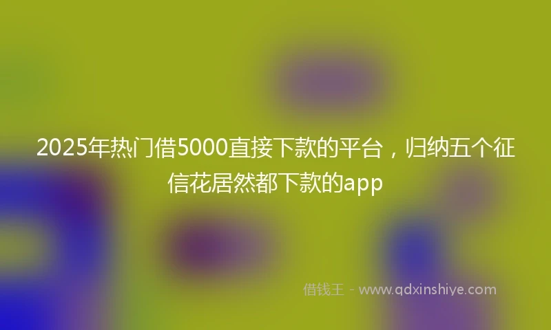 2025年热门借5000直接下款的平台，归纳五个征信花居然都下款的app
