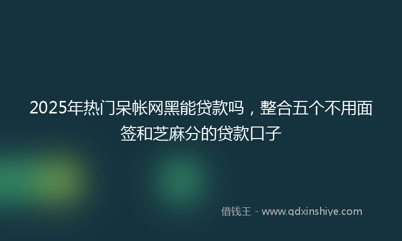 2025年热门呆帐网黑能贷款吗,整合五个不用面签和芝麻分的贷款口子