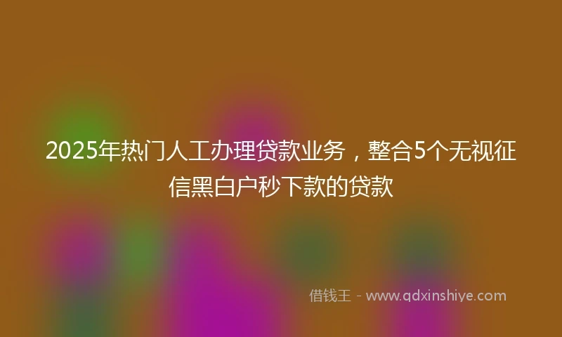 2025年热门人工办理贷款业务，整合5个无视征信黑白户秒下款的贷款