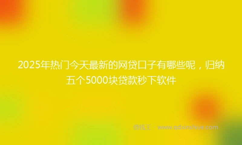 2025年热门今天最新的网贷口子有哪些呢，归纳五个5000块贷款秒下软件