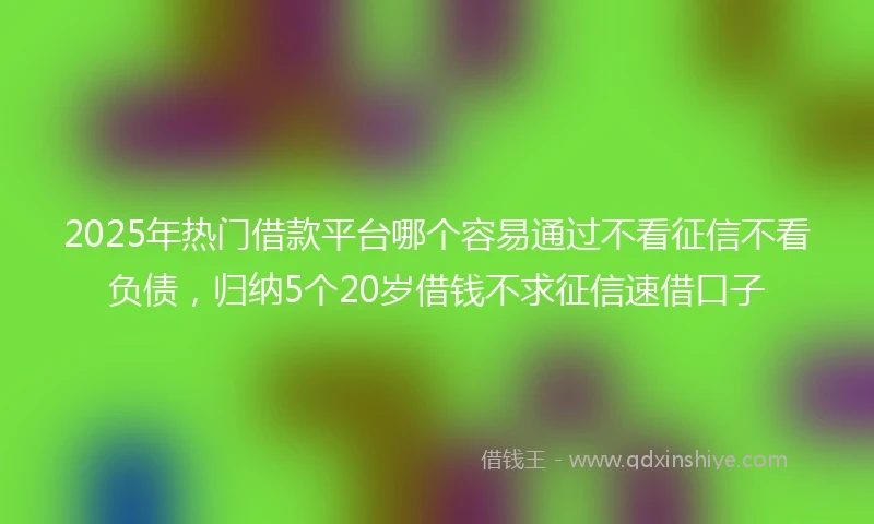 2025年热门借款平台哪个容易通过不看征信不看负债，归纳5个20岁借钱不求征信速借口子
