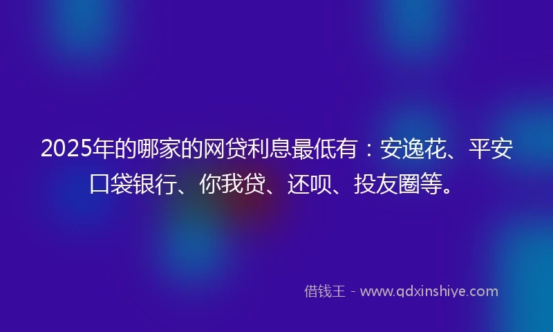 2025年的哪家的网贷利息最低有：安逸花、平安口袋银行、你我贷、还呗、投友圈等。