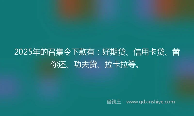 2025年的召集令下款有：好期贷、信用卡贷、替你还、功夫贷、拉卡拉等。