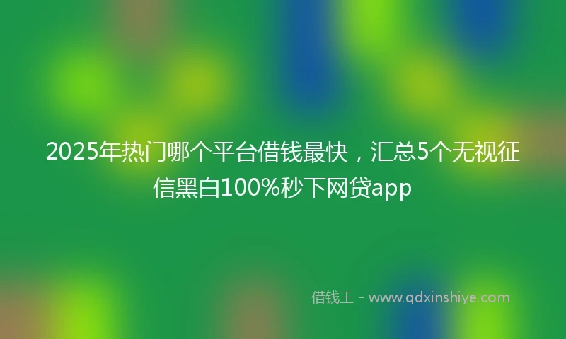 2025年热门哪个平台借钱最快，汇总5个无视征信黑白100%秒下网贷app