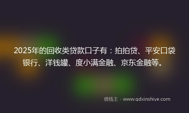 2025年的回收类贷款口子有：拍拍贷、平安口袋银行、洋钱罐、度小满金融、京东金融等。
