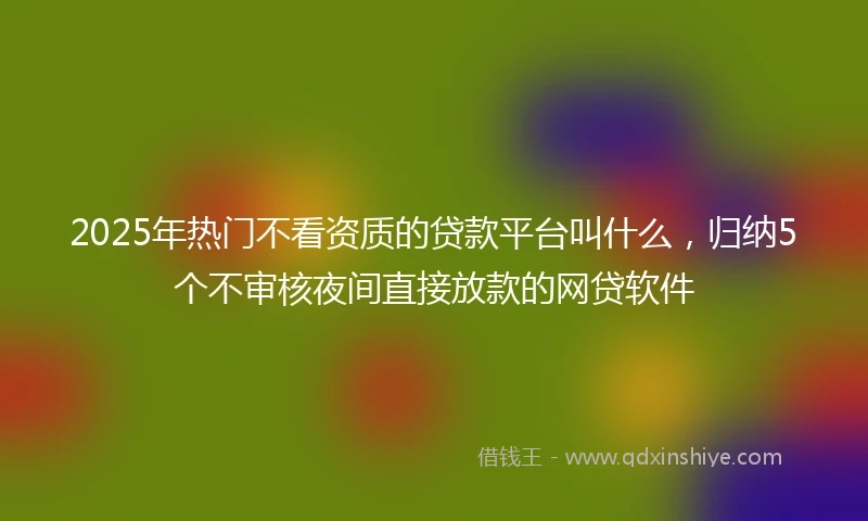 2025年热门不看资质的贷款平台叫什么,归纳5个不审核夜间直接放款的网贷软件